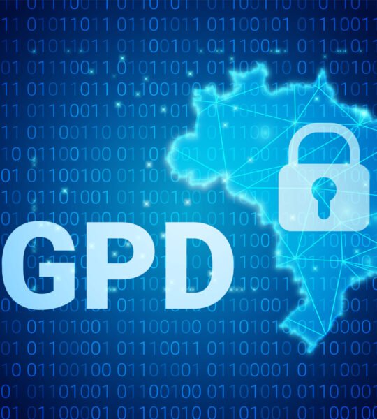 LGPD - Brazilian Data Protection Authority DPA, rights under the Lei Geral de Prote o de Dados - Spanish . Vector illustration background with lock and map of Brazil